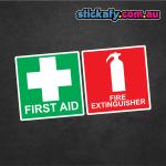 Funny First Aid & Fire Extinguisher Sticker 4x4
