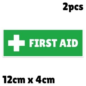 First Aid Safety Sign Label Stickers (2 Pack)