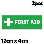 First Aid Safety Sign Label Stickers (2 Pack)