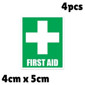 First Aid Safety Sign Stickers - 4 Pack