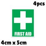 First Aid Safety Sign Stickers - 4 Pack