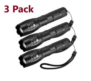 High-Powered 18650 Tactical Flashlight - 3 Pack