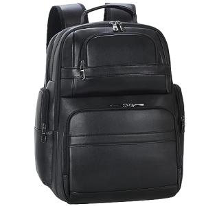 Men's Vintage Black Leather Backpack for Travel