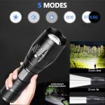 Bright Tactical LED Flashlight with 5 Zoom Modes