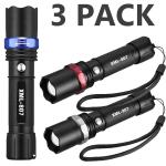 3-Pack Tactical Zoomable 18650 Flashlights