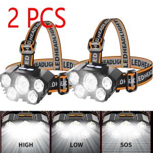 25000LM Rechargeable LED Headlamp - 2 Packs