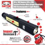 Bright Rechargeable Tactical Flashlight with 5 Modes