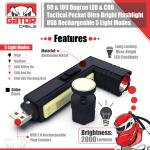 Bright Rechargeable Tactical Flashlight with 5 Modes