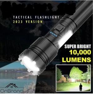 10,000 Lumen Rechargeable Military Grade LED Flashlight