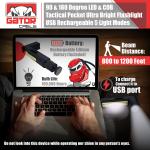 Bright Rechargeable Tactical Flashlight with 5 Modes