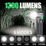 1300 Lumens 6-Mode Magnetic Rechargeable Flashlight