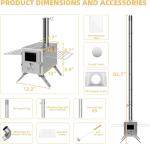 Portable Camping Tent Stove with 7 Chimney Pipes
