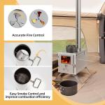 Portable Camping Tent Stove with 7 Chimney Pipes
