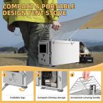 Portable Camping Tent Stove with 7 Chimney Pipes
