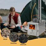 Portable Camping Tent Stove with 7 Chimney Pipes