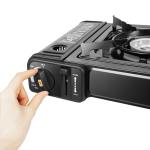 Black Portable 2-Burner Camping Stove with Grill