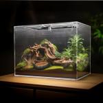 Small Reptile Habitat with Hammock and Heat Lamp
