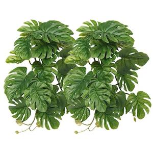 2 Pack Fake Monstera Plants for Reptile Tanks