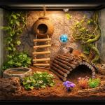 Crested Gecko Tank Decor with Vines and Ladder
