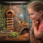 Crested Gecko Tank Decor with Vines and Ladder