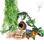 Crested Gecko Hanging Plants and Coconut Hideout