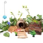 Crested Gecko Tank Decor with Vines and Ladder