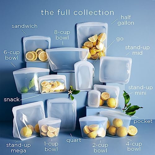 Aqua Silicone Reusable Storage Bags 4-Pack