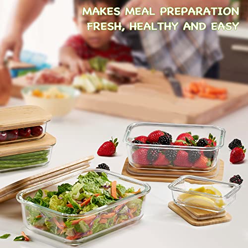 Eco-friendly Glass Food Containers with Bamboo Lids