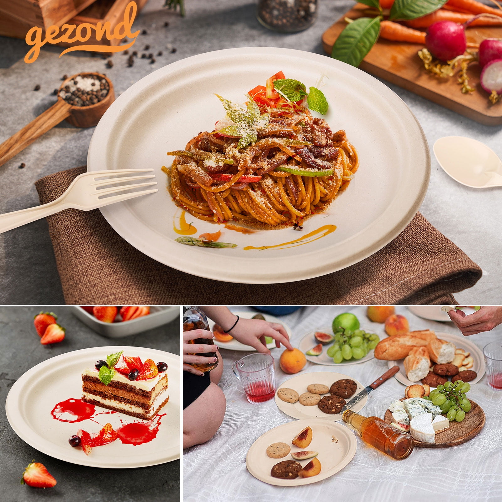 250-pc Eco-Friendly Compostable Dinnerware Set