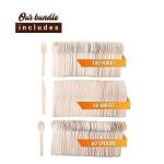 Eco-Friendly Biodegradable Wooden Utensils (Pack of 220)