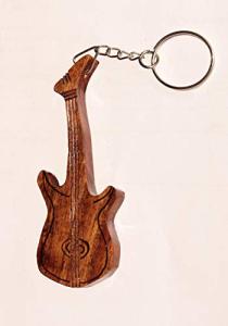 Eco-Friendly Wooden Guitar Key Ring Chain Set