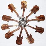Eco-Friendly Wooden Guitar Key Ring Chain Set
