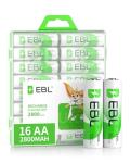 EBL 2800mAh Rechargeable AA Batteries - 16 Pack