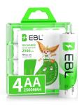 EBL 2500mAh Rechargeable AA Batteries - 4 Pack