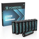 POWEROWL AA Lithium Batteries 16 Pack - Long Lasting