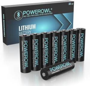 POWEROWL High Capacity AA Lithium Batteries - 8 Pack