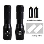 2 Pack High Lumens Zoomable LED Tactical Flashlights
