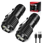 LETMY Mini Rechargeable Flashlights with Magnetic Base - 2 Pack