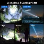 LETMY 2000 Lumens Rechargeable Tactical Flashlights, 2 Pack