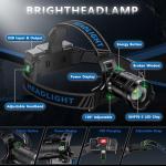 Rechargeable 2000 Lumens LED Headlamp with Motion Sensor