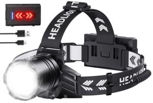 2000 Lumens Rechargeable Headlamp with Adjustable Zoom