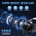 2000 Lumens Rechargeable Headlamp with Adjustable Zoom