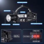 2000 Lumens Rechargeable Headlamp with Adjustable Zoom