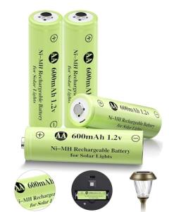 JiajaX 600mAh Rechargeable AA Solar Batteries (4 Pack)