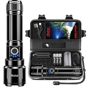 Blukar High Lumens Rechargeable Tactical Flashlight