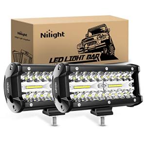 Nilight 120W Waterproof LED Work Light Bar 2PCS