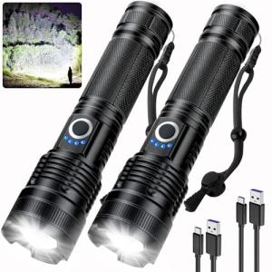 Super Bright 99,000 Lumens Rechargeable Flashlight (2 Pack)