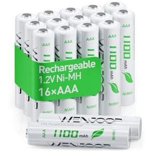 WENJOOP 16-Pack Rechargeable AAA Batteries 1100 mAh