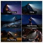 KunHe Rechargeable LED Headlamp with Earhooks, 5 Modes