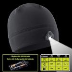Rechargeable LED Beanie Hat with Headlamp - Black